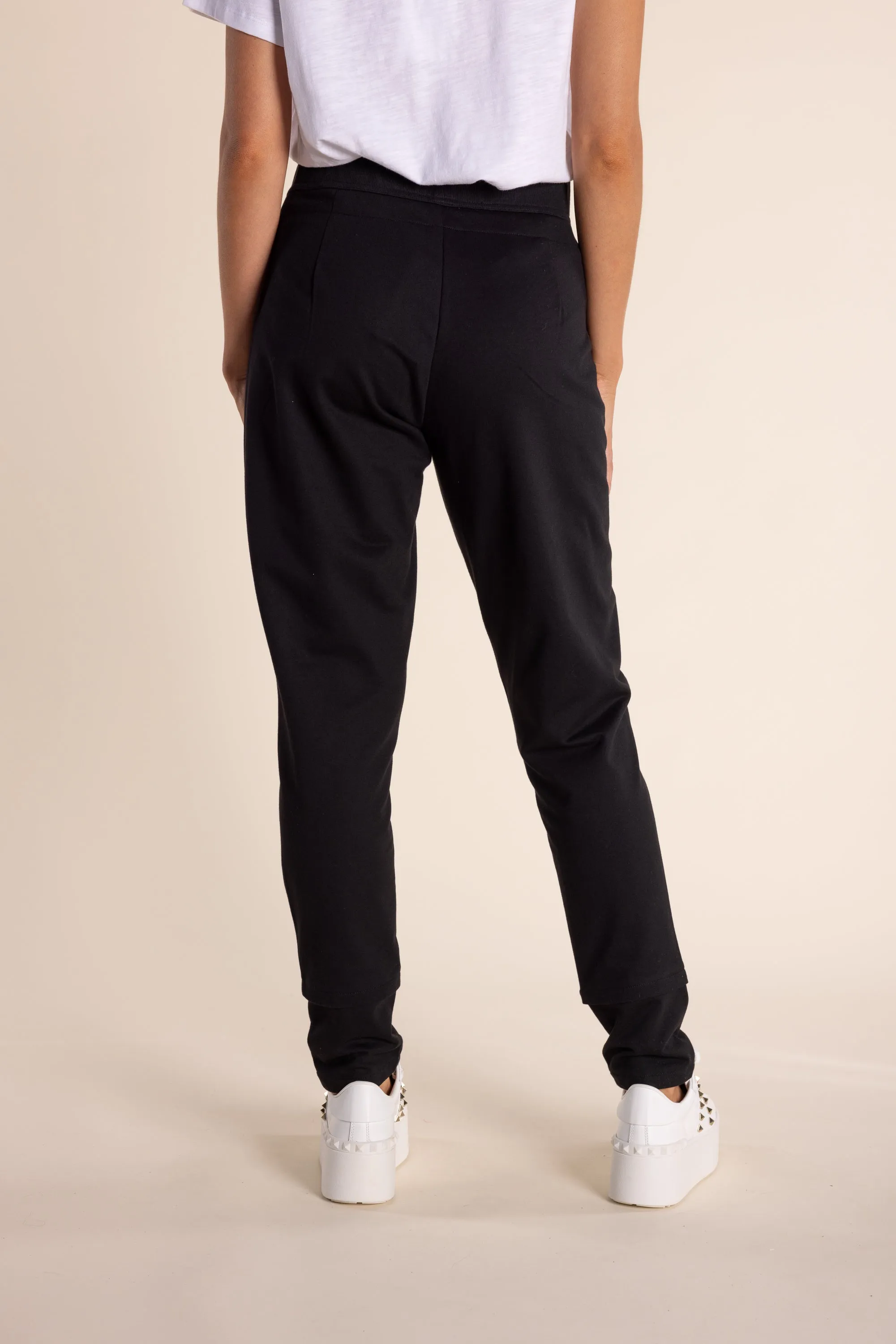 Two T's Track Pant with Zips - Black