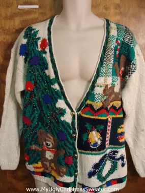 Ugly Christmas Sweater Cardigan with Tree