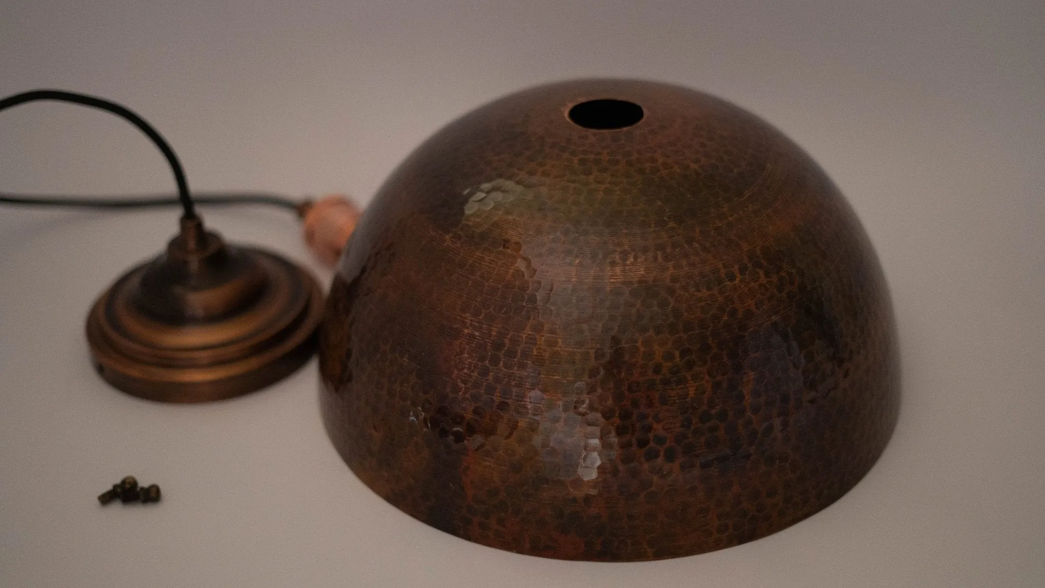 Vintage Copper Pendant Light, Oxidized Dome Ceiling Light, Kitchen Island Hanging Light Fixture