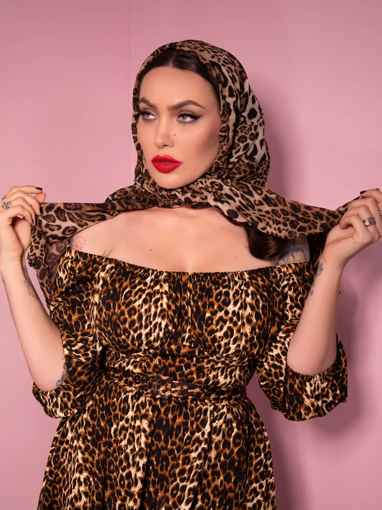 Vintage Style Leopard Print Scarf - Vixen by Micheline Pitt