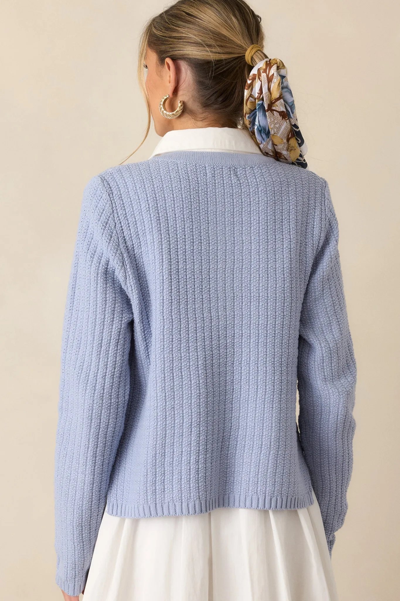 Which Chapter Light Blue Knit Cardigan