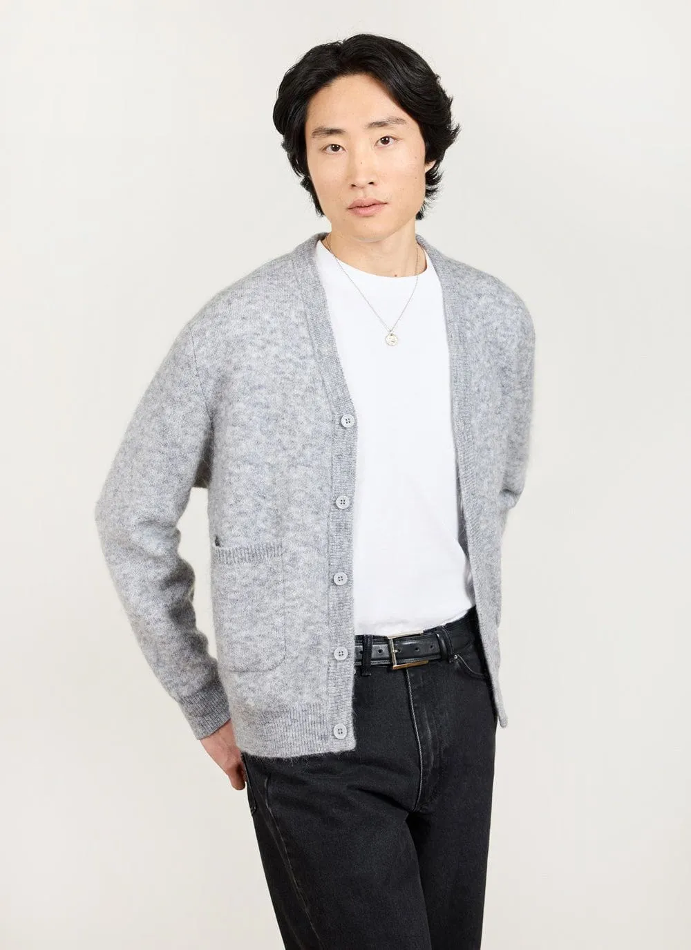 White Glove Knitted Cardigan | Mohair | Grey