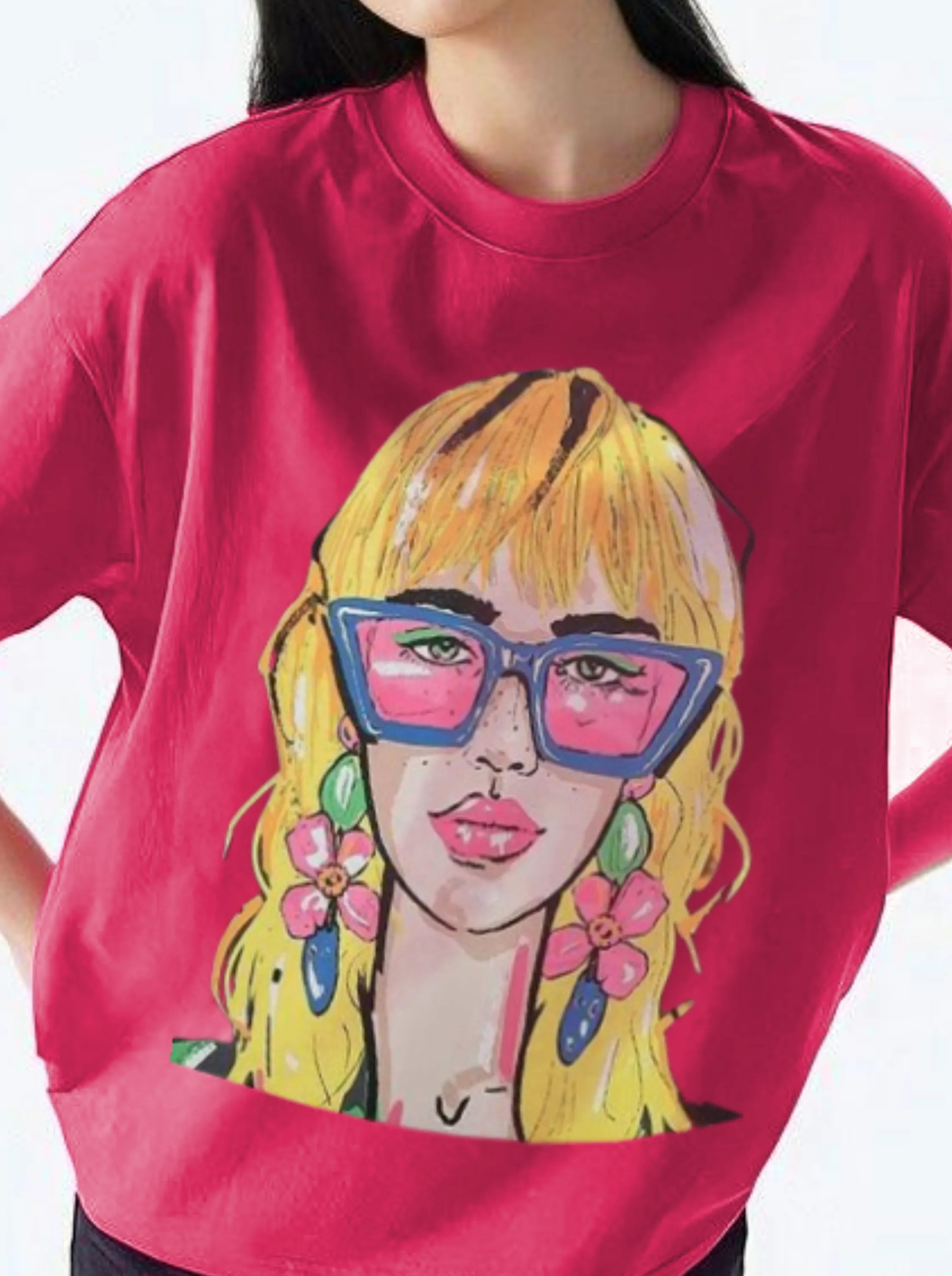 Women Oversized Hot Pink T-shirt - Dream women