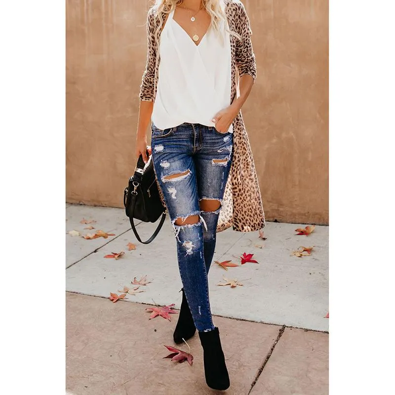 Women printed v neck long sleeve knitted long cardigan