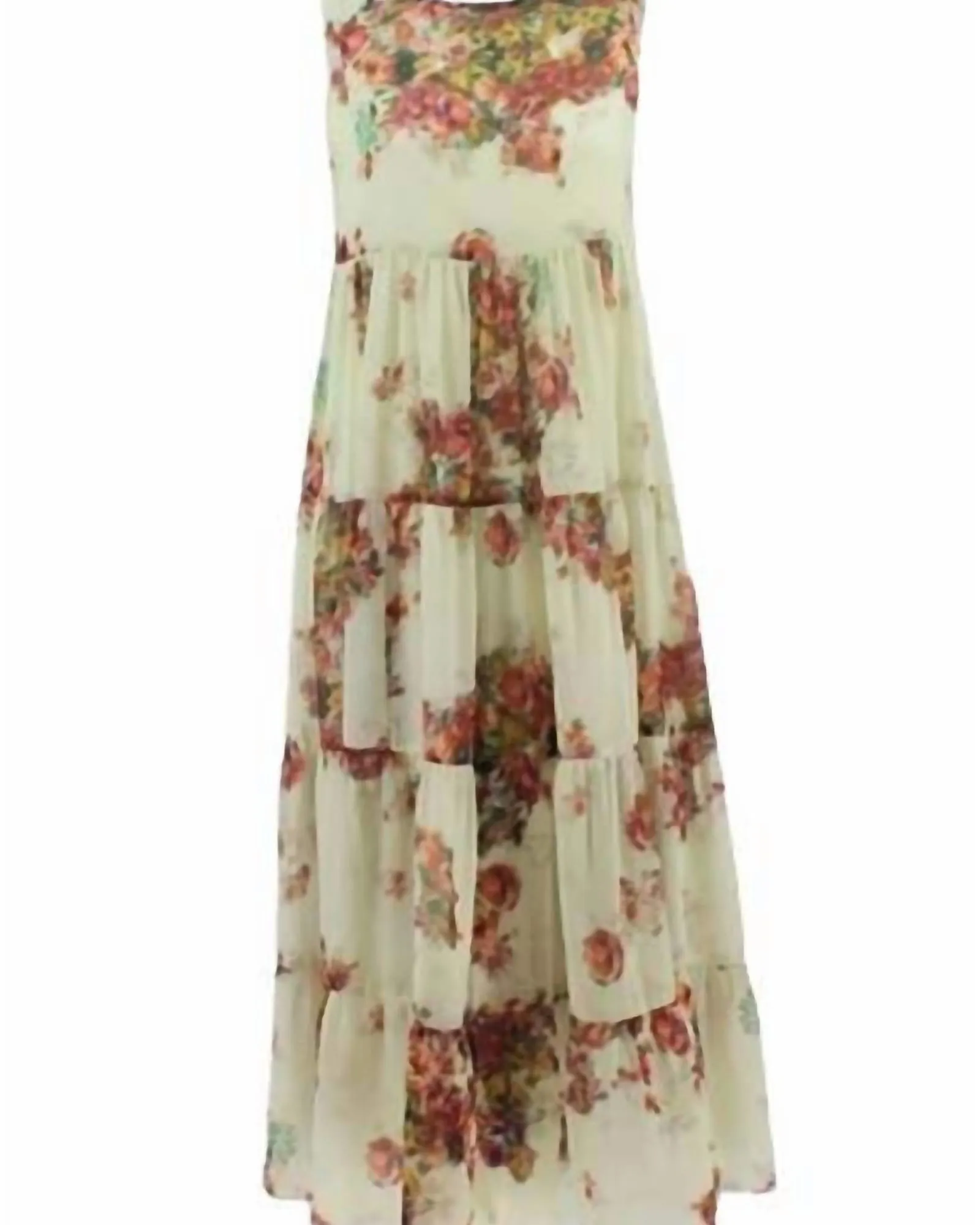 Women'S Flower Bouquet Sleeveless Dress in Cream | Cream