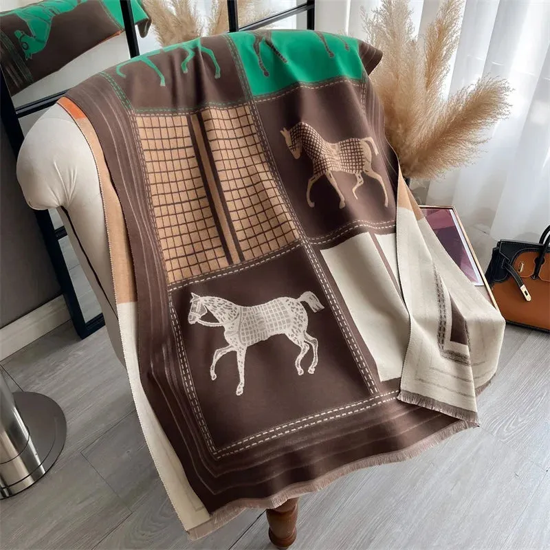 Women's Horse Print Scarf Shawl