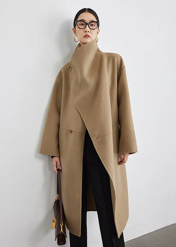 Wool Blend Spread Collar Coat