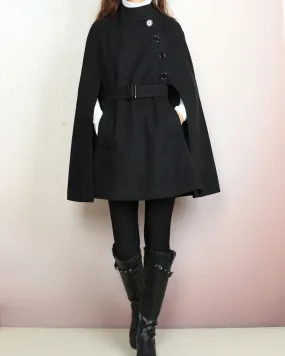 Wool cape coat, wool poncho, wool cloak jacket, winter coat, wool cloak(Y2160)