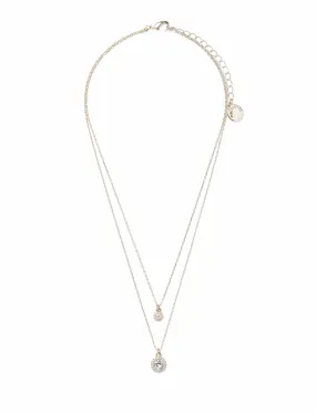 Zoe Cubic Zirconia Cluster Double Layer Necklace